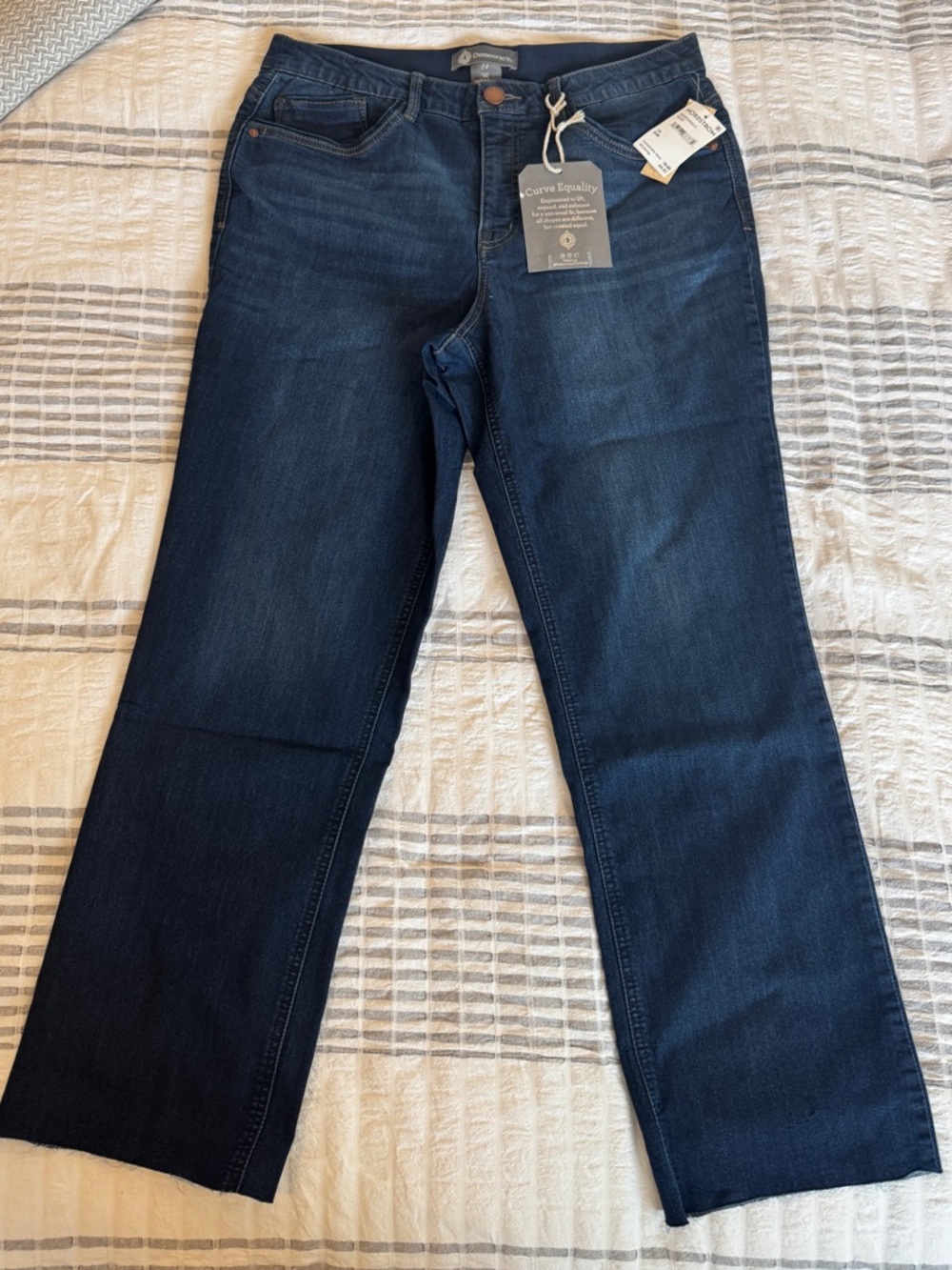 NWT Democracy Dark Blue Ankle Crop Slim Straight Indigo Jeans - Picture 2 of 6